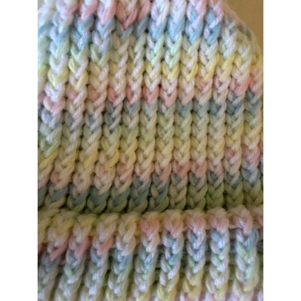 Rainbow Colored Knit Beanie And Scarf Set For Kids